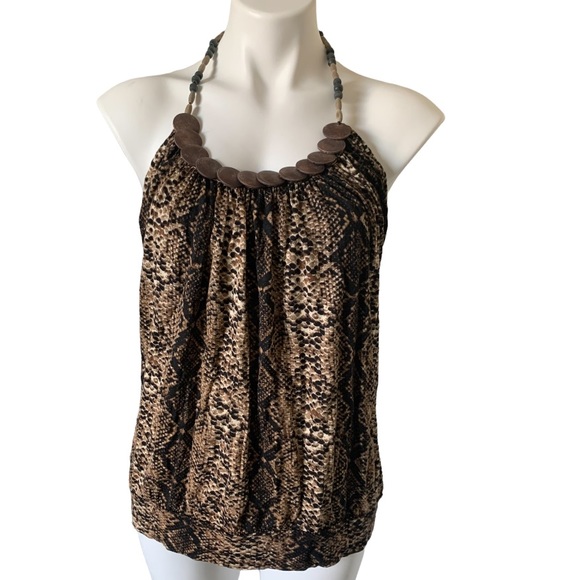 Snakeskin Beaded Halter Top - Picture 1 of 6